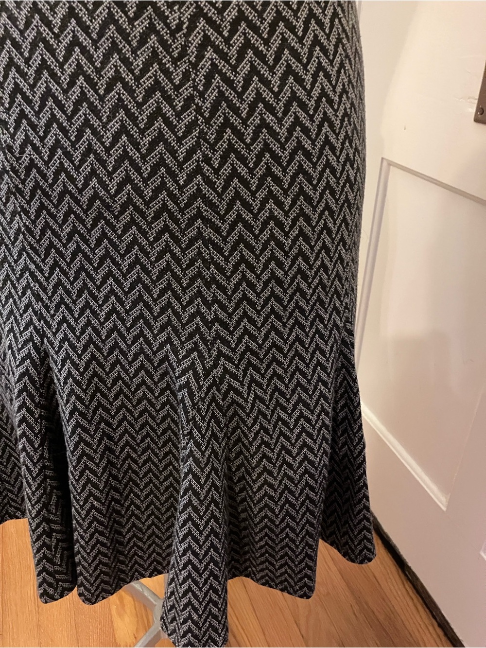 Black and Gray Chevron A-Line Bell Skirt - Picture 2 of 3